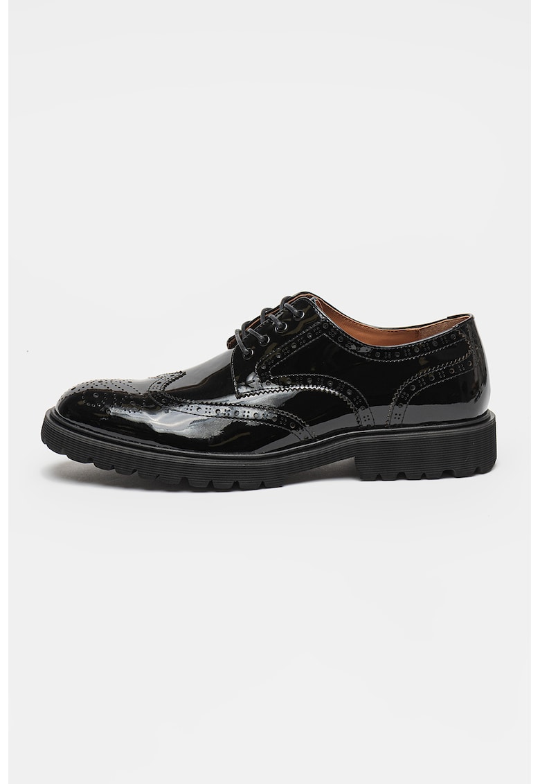 Oferte la Pantofi din piele lacuita cu model brogue Mayor - Negru