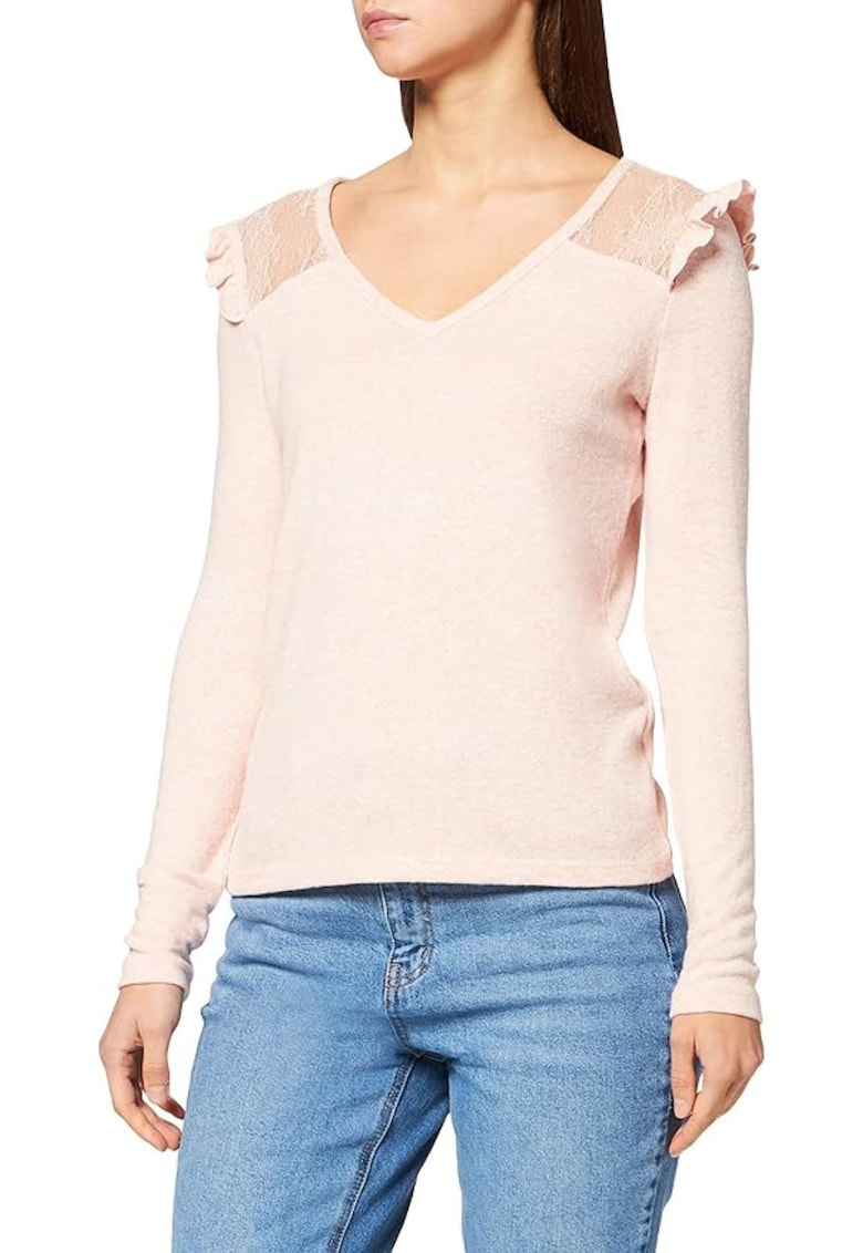 Oferte la Pulover cu decolteu in V si insertie de dantela Betty -