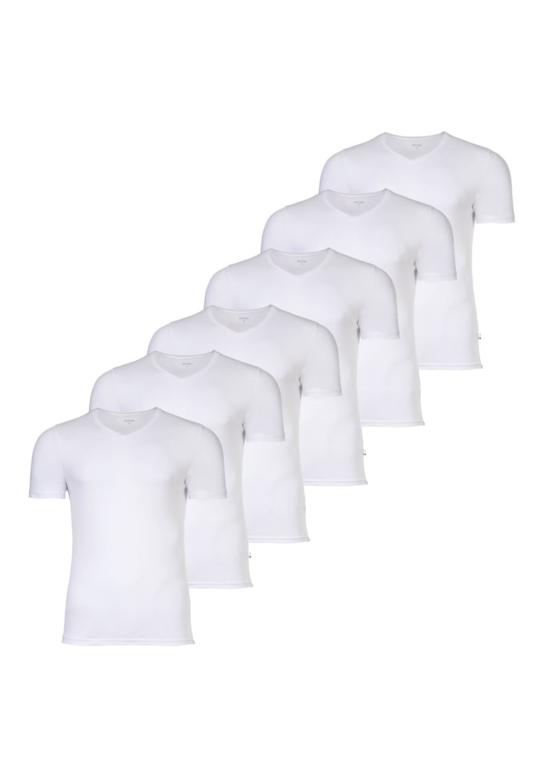 Oferte la Set de tricouri din amestec de bumbac cu decolteu in V - 6 piese - Alb