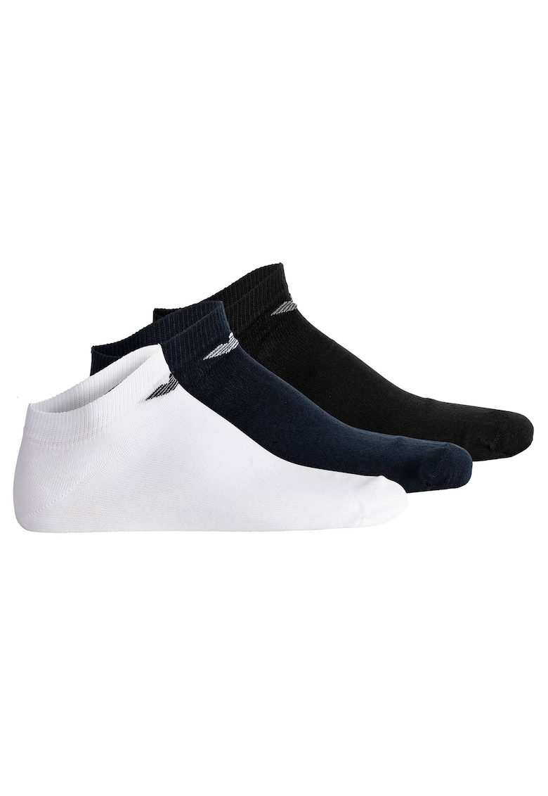Oferte la Set de sosete pana la glezna cu logo - 3 perechi - Alb/Negru/Albastru