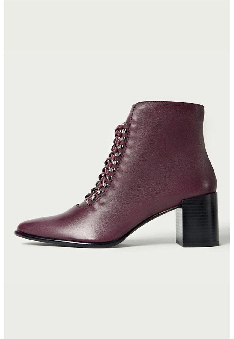 Oferte la Botine din piele cu detalii din lant - Violet tyrian