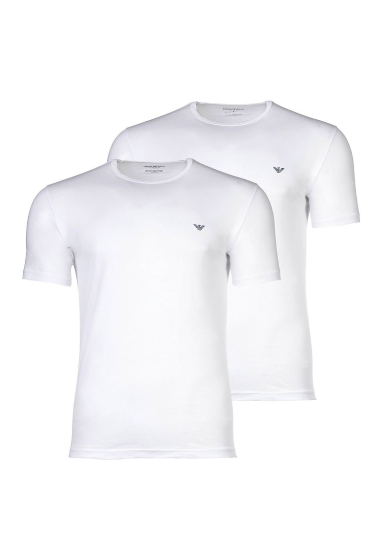 Oferte la Set de tricouri cu decolteu la baza gatului si logo - 2 piese - Alb
