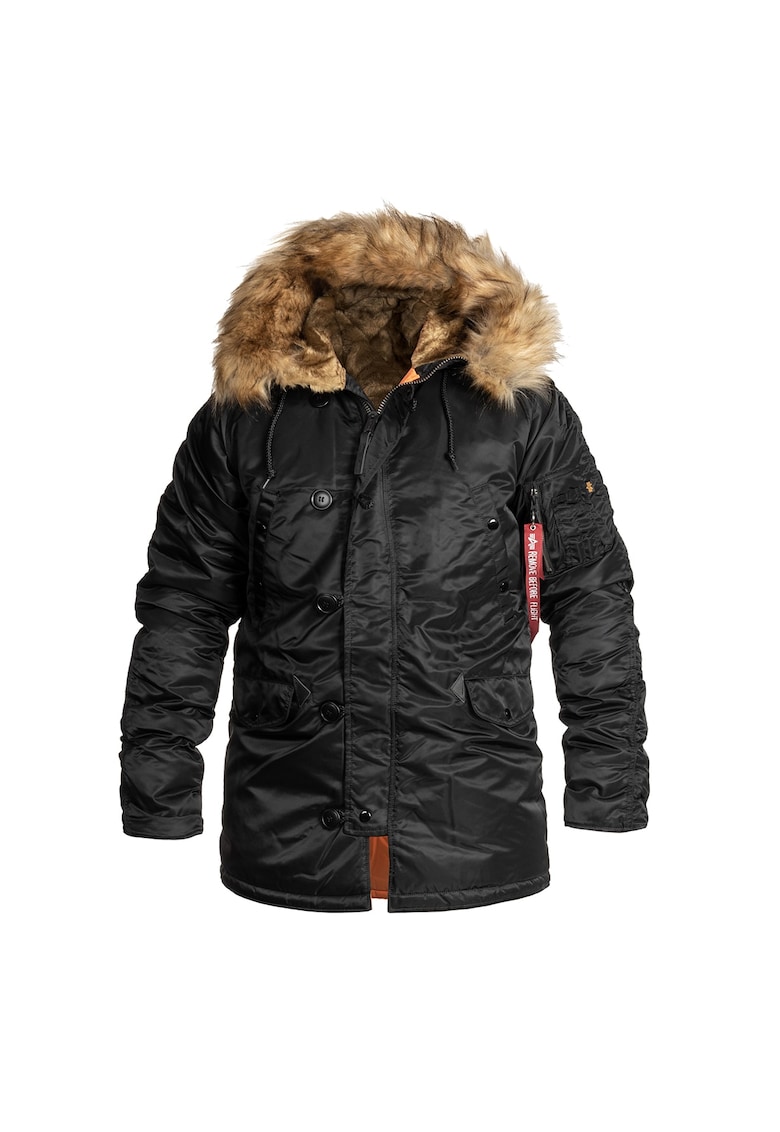 Oferte la Geaca lunga de iarna -  N3B VF 59 - cu gluga adanca si captuseala detasabila - Negru - Negru