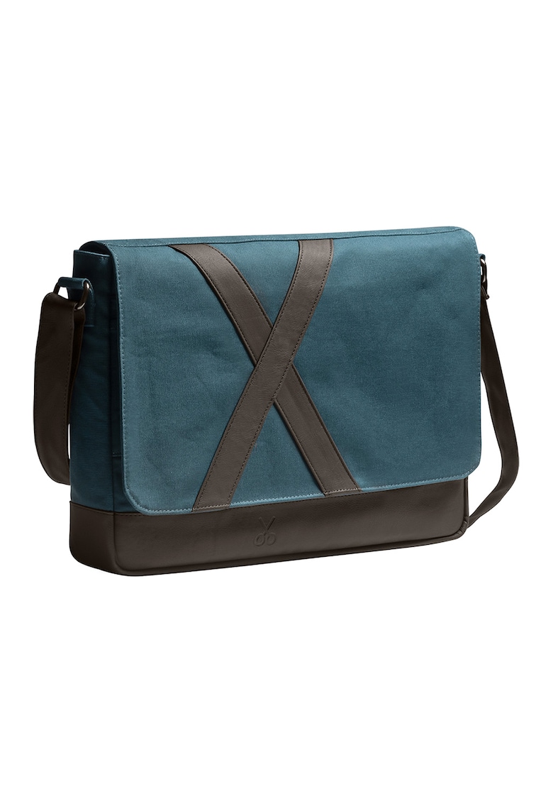 Oferte la Geanta messenger unisex Nevend Asphalt - Negru/Albastru petrol - 32x41x6