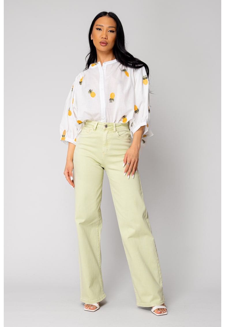 Oferte la Camasa cu broderie motiv ananas White 16323 - Alb optic