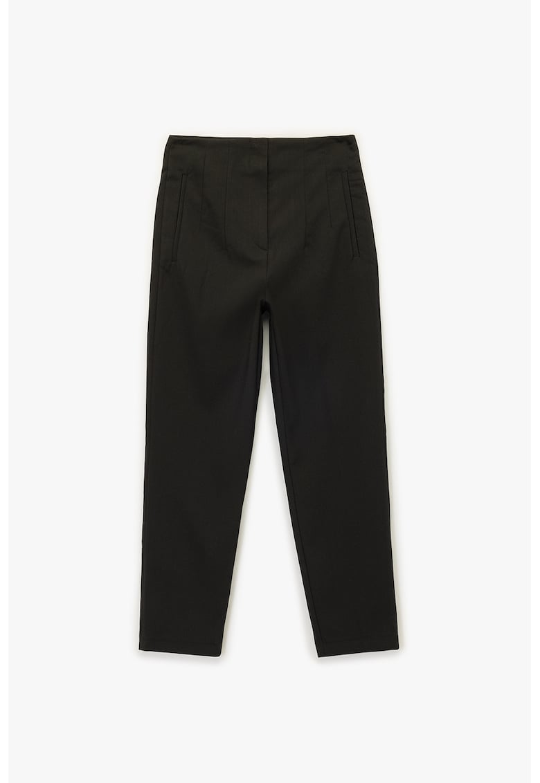 Oferte la Pantaloni slim fit cu talie inalta - Negru