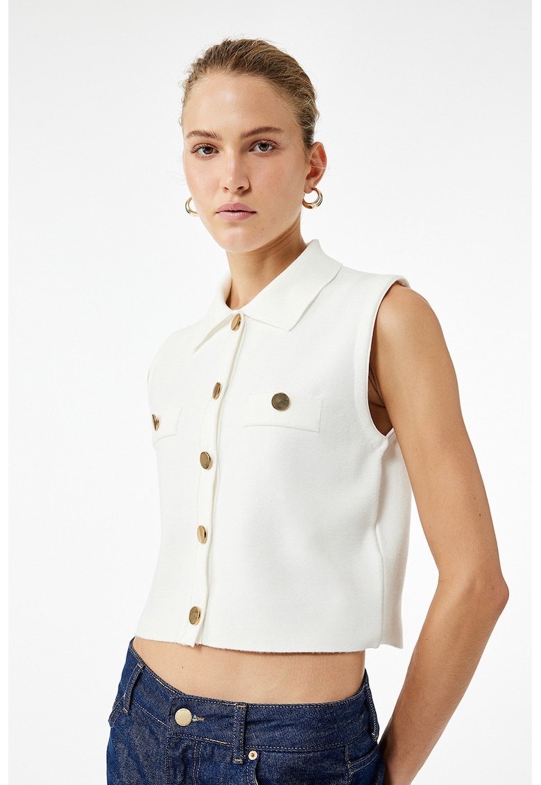 Oferte la Vesta crop tricotata - Alb murdar
