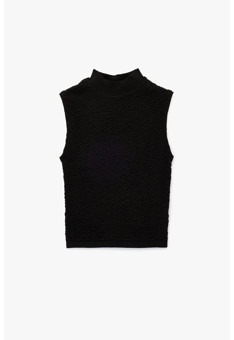 Oferte la Bluza texturata cu guler inalt - Negru