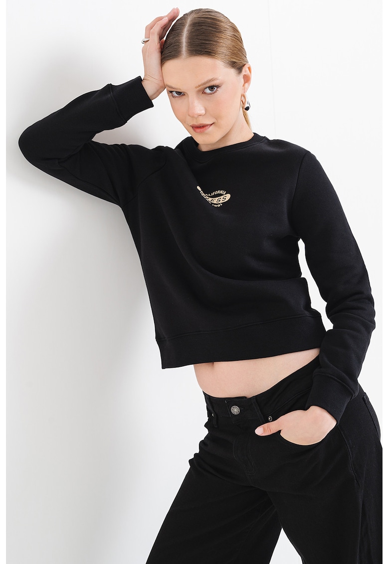 Oferte la Bluza de trening cu decolteu la baza gatului - Negru