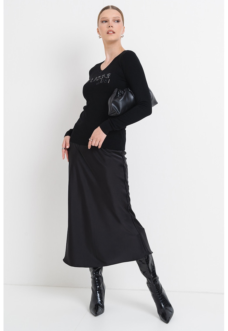 Oferte la Pulover cu broderie logo si strasuri - Negru