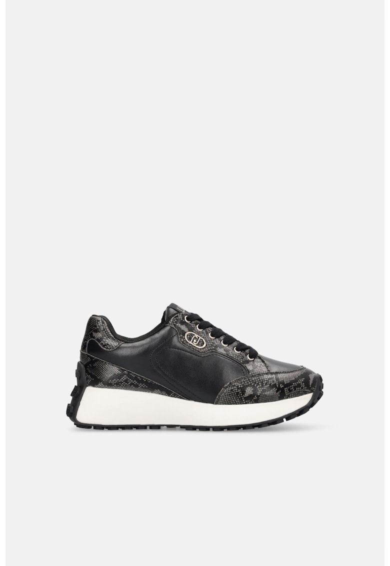Oferte la Pantofi sport de piele ecologica cu model - Negru