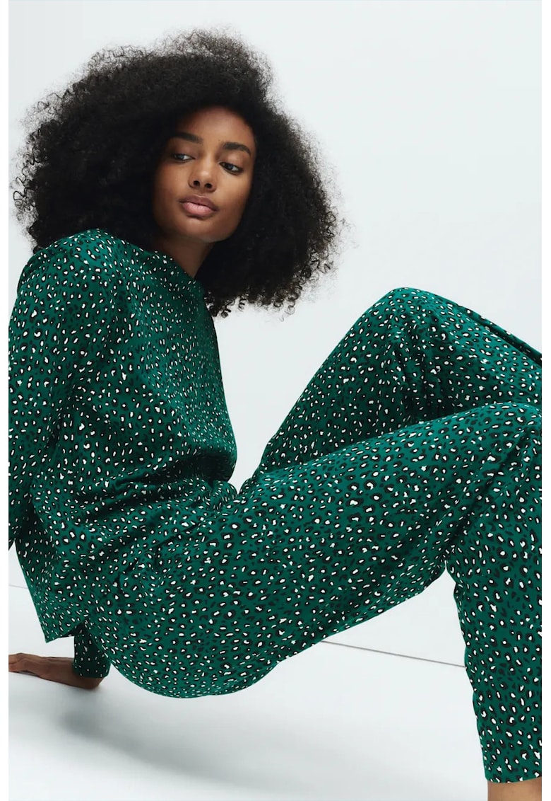 Oferte la Pijama din bumbac cu imprimeu - Verde aquamarin