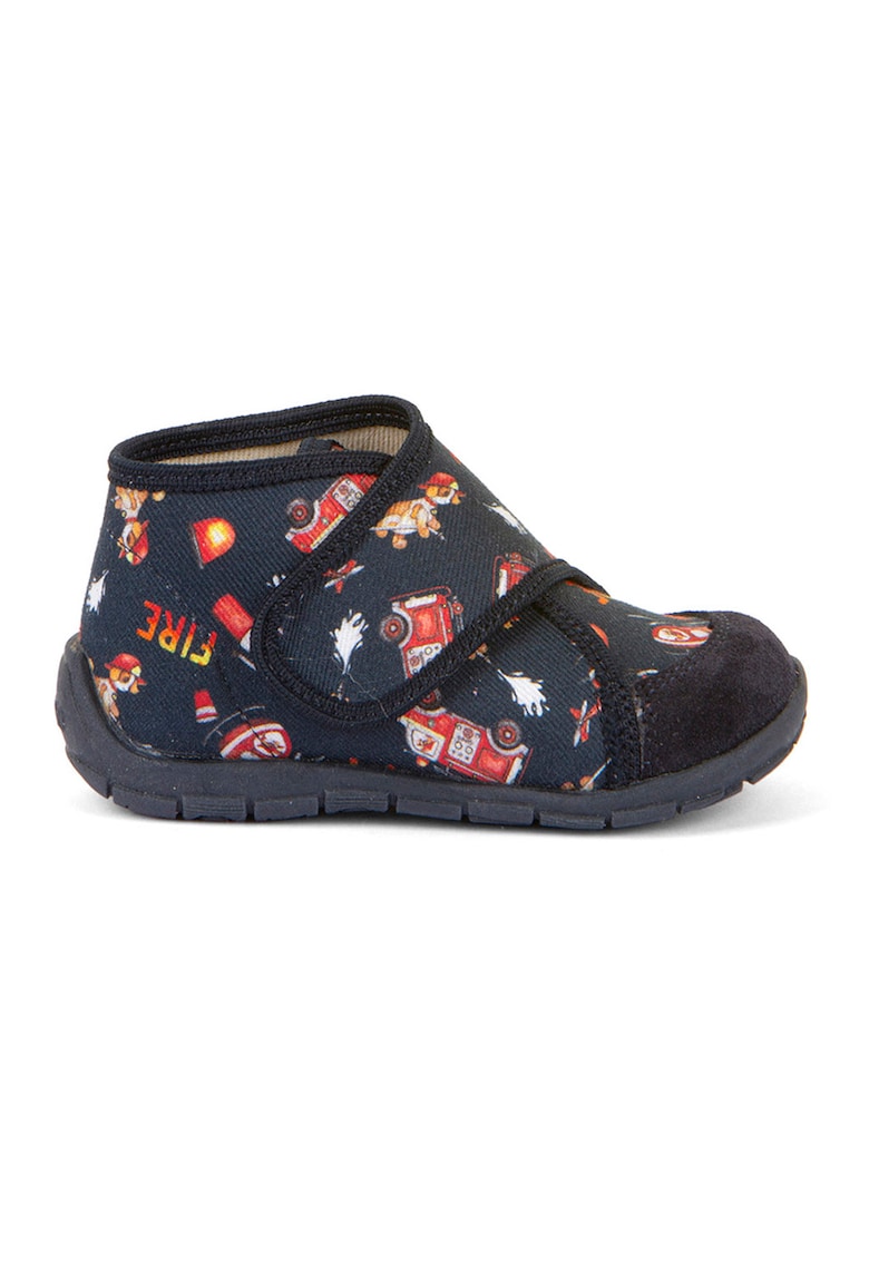 Oferte la Ghete cu inchidere velcro - imprimeu si garnitura din piele intoarsa - Albastru ultramarin