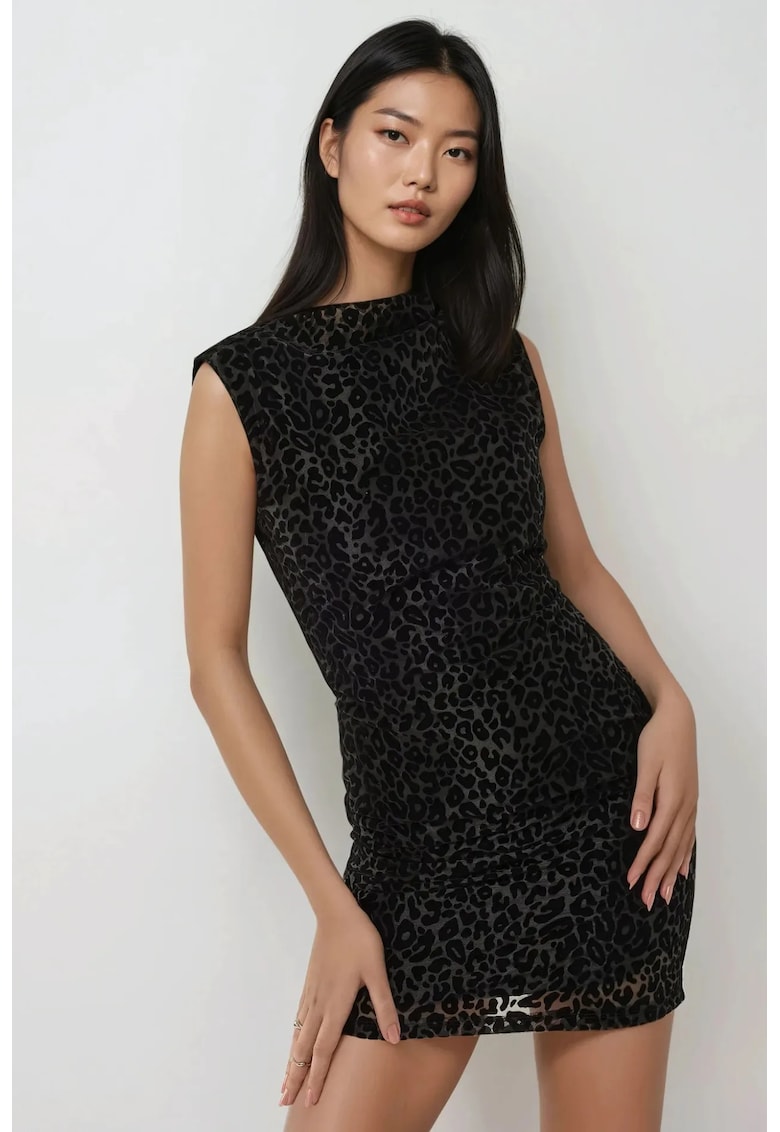 Oferte la Rochie mini -  mulata - imprimeu leopard - negru - textil