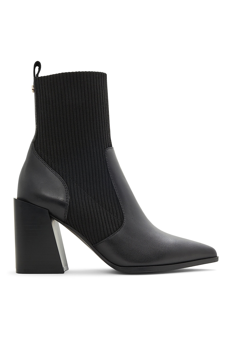 Oferte la Botine de piele cu varf ascutit Ganina - Negru