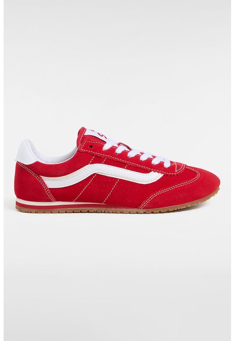 Oferte la Pantofi sport low cut din piele intoarsa - Rosu vermillion/Alb murdar