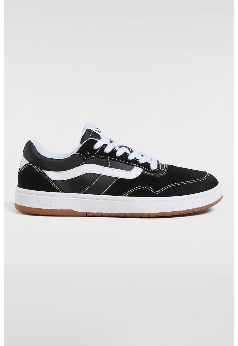 Oferte la Tenisi unisex din piele si piele intoarsa - Alb/Negru