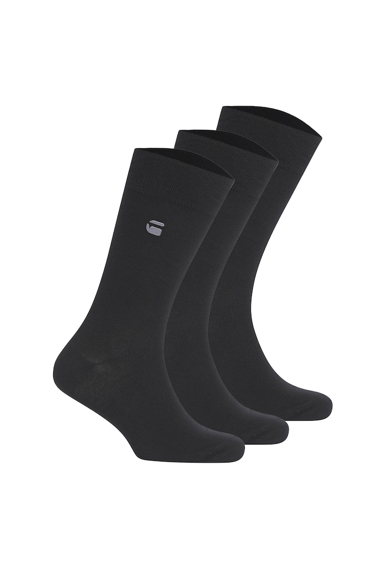 Oferte la Set de sosete lungi cu logo brodat - 3 perechi - Negru