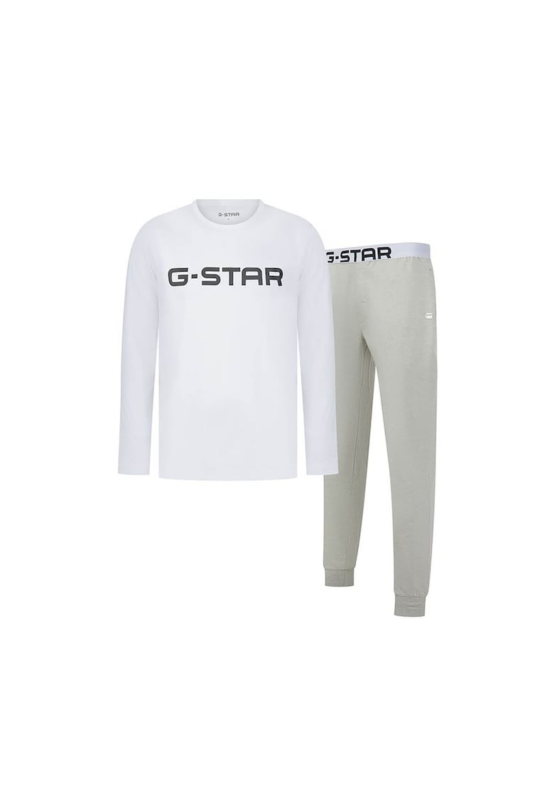 Oferte la Pijama din amestec de bumbac cu imprimeu logo - Alb/Gri