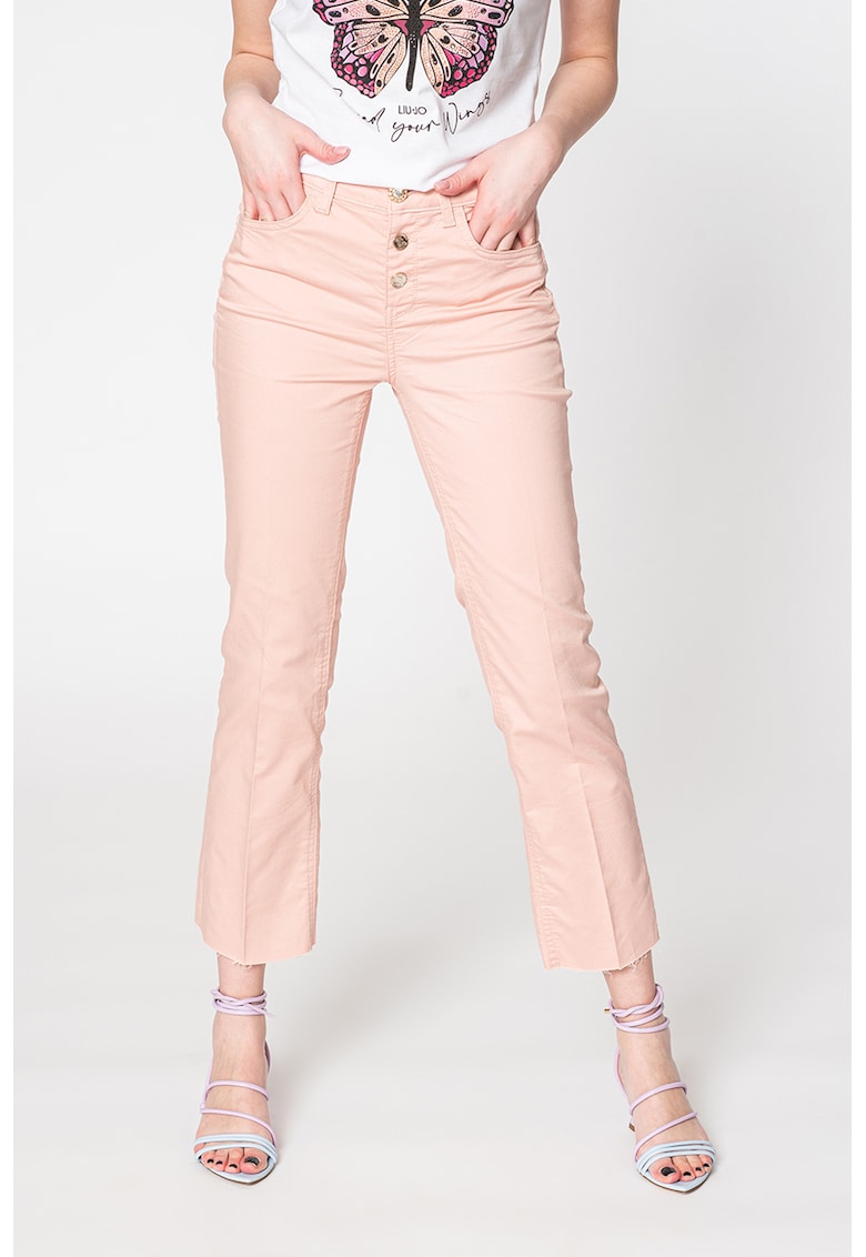 Oferte la Pantaloni crop cu talie medie - Roz