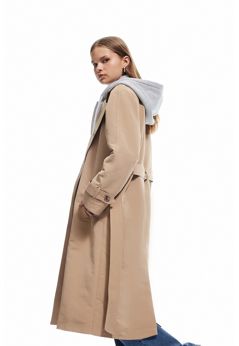 Oferte la Palton uni cu buzunare laterale - Maro camel