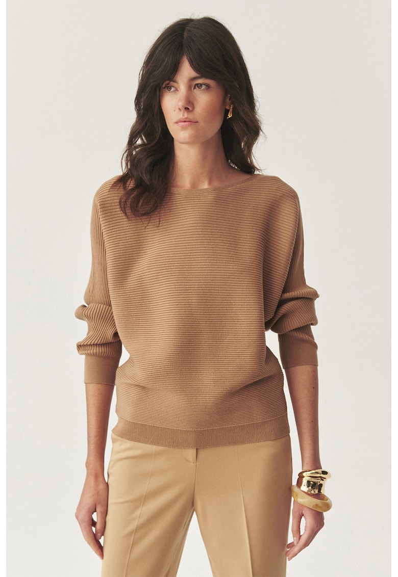 Oferte la Pulover trexturat cu decolteu barcuta - Bej