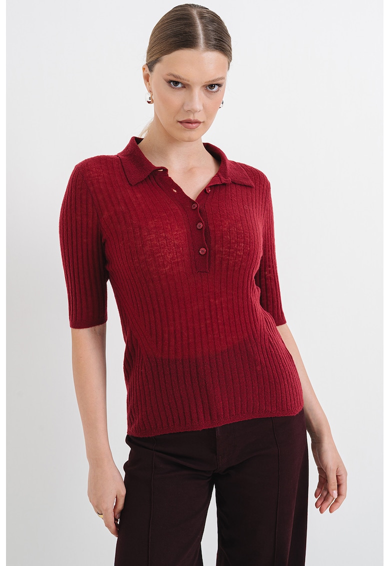 Oferte la Pulover polo din amestec de lana virgina Fugano - Violet tyrian