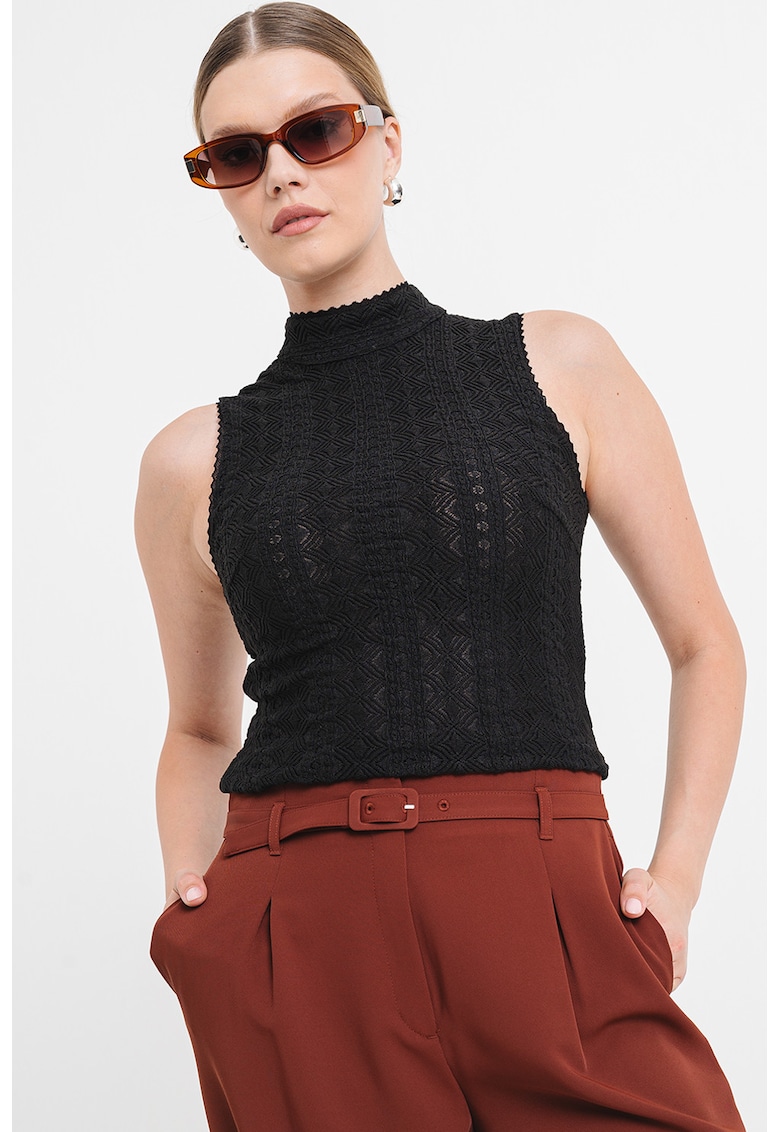 Top slim-fit texturat Iveylor - Negru