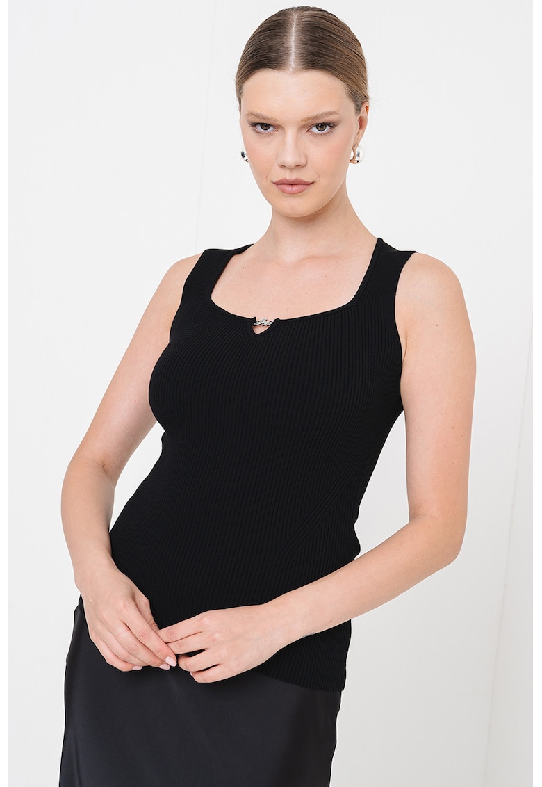 Top din tricot cu striatii Fiura - Negru
