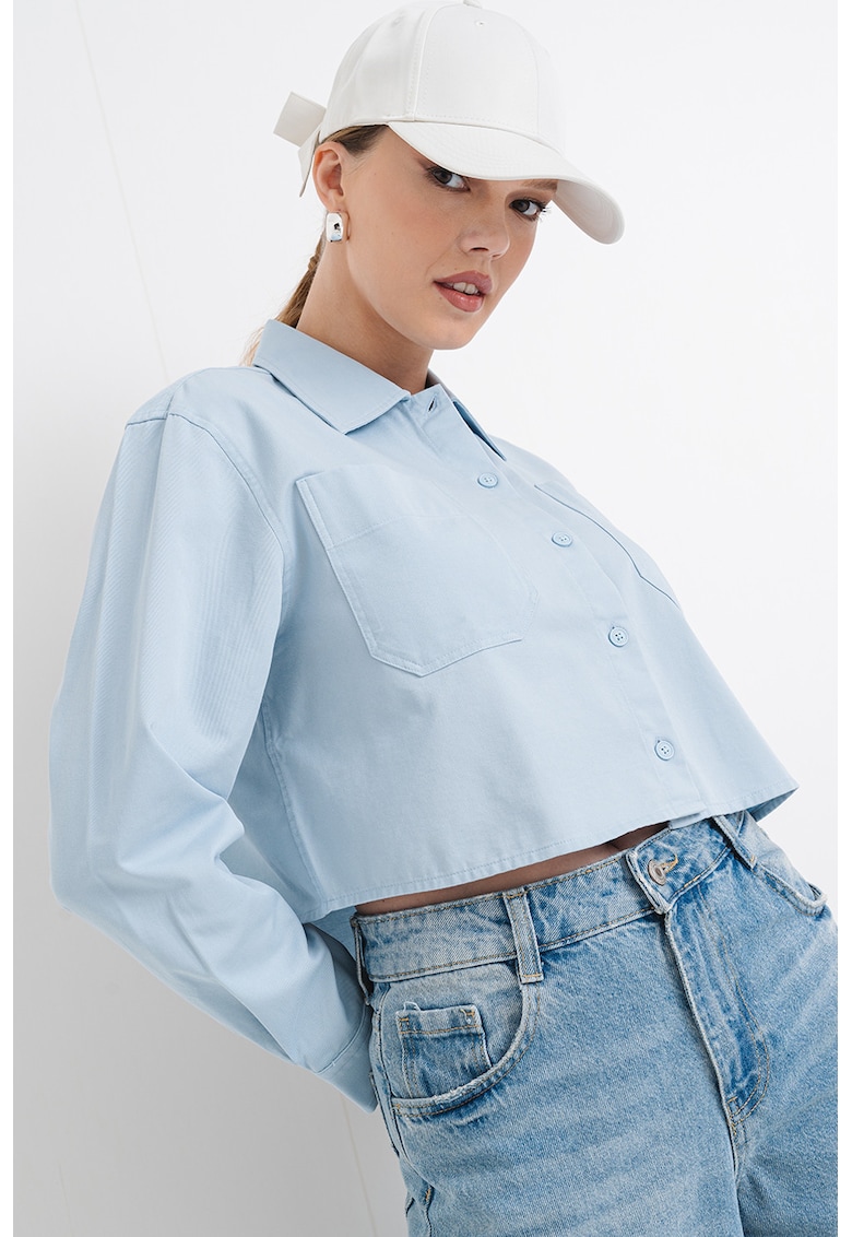 Oferte la Camasa crop Edia - Albastru deschis