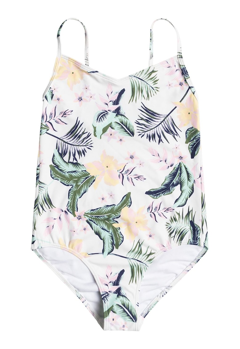 Oferte la Costum de baie intreg cu imprimeu floral Lovely Sen - Alb/Roz piersica/Verde feriga