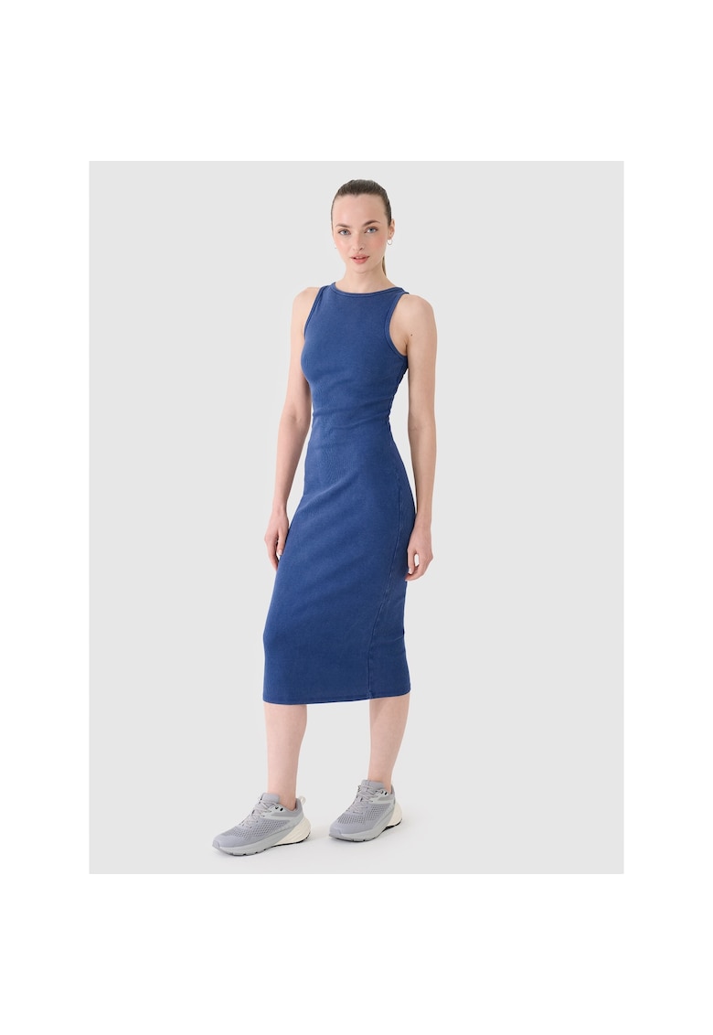 Oferte la Rochie sport dama -  tricotata cu nervuri - elastic - bleumarin - 95% bumba