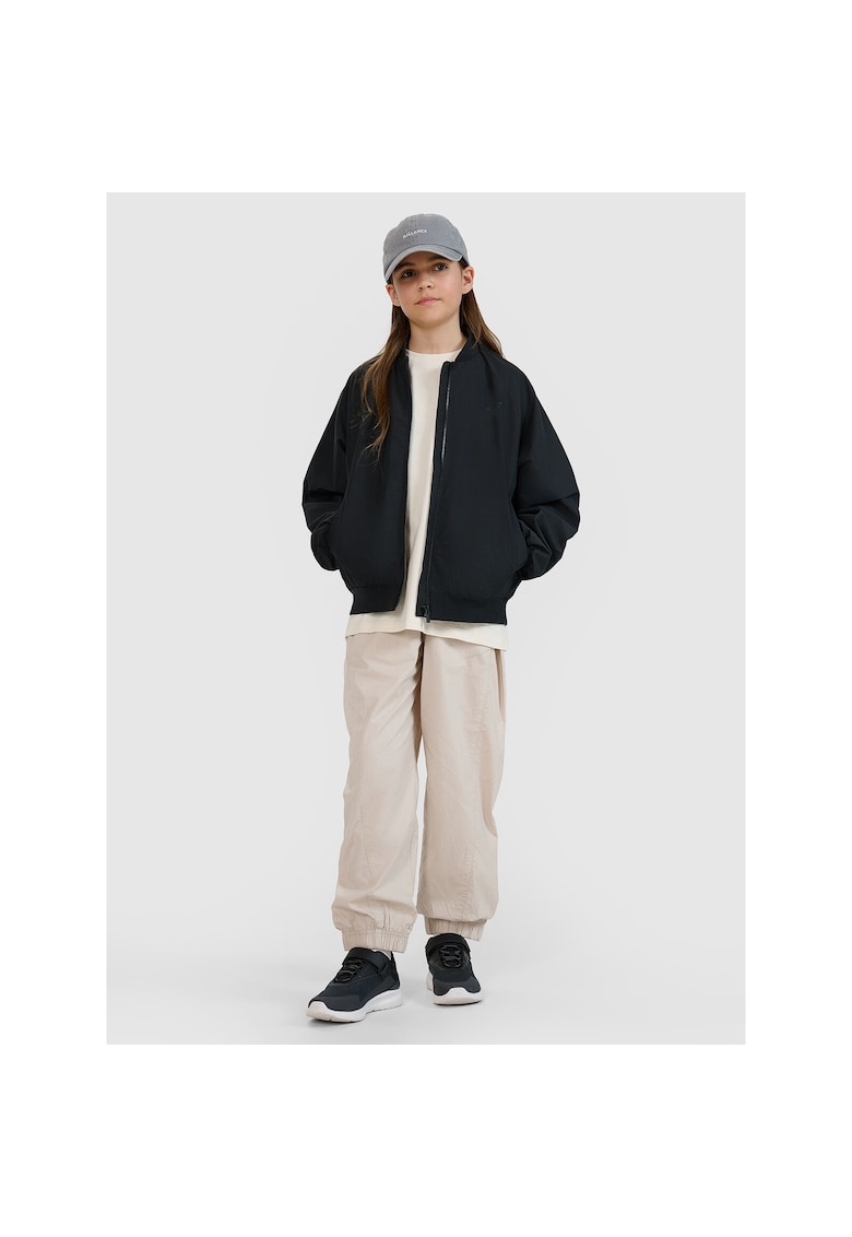 Oferte la Jacheta bomber pentru fete  neagra - sintetic - croiala oversize - fara gluga