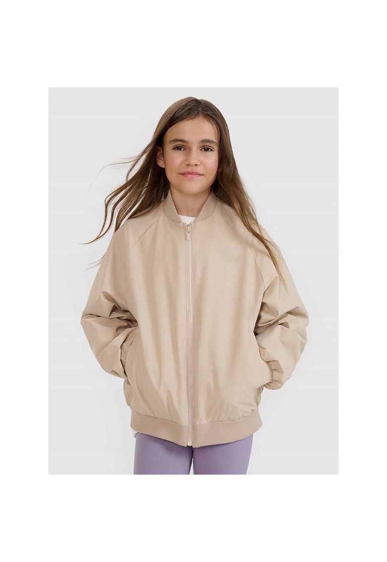 Oferte la Jacheta bomber de tranzitie fete  bej - croiala supradimensionata - sintetic - fara gluga