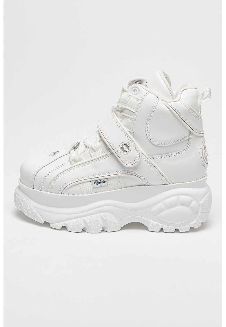 Oferte la Pantofi sport high-top de piele cu aspect masiv - Alb optic
