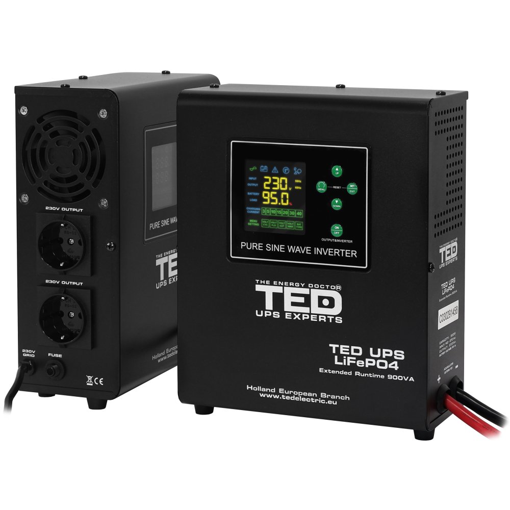 Oferte la UPS pentru centrala termica TED Electric 900VA / 500W Runtime extins utilizeaza 1 acumulator (LiFePO4 / Auto / AGM), unda sinusoida pura, TED006653