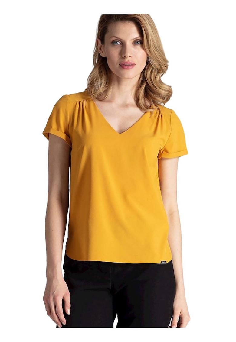 Oferte la Tricou dama -  decolteu in V - maneci scurte - elastan/poliester