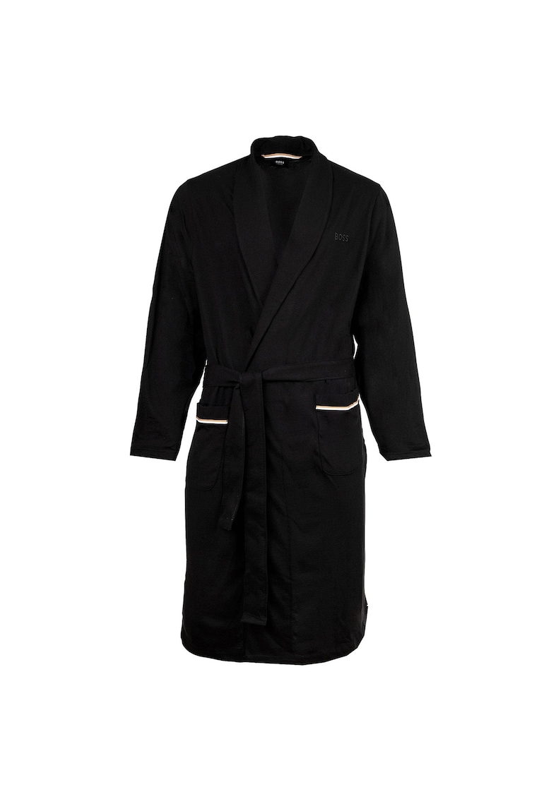 Oferte la Halat de baie din bumbac cu cordon - Negru
