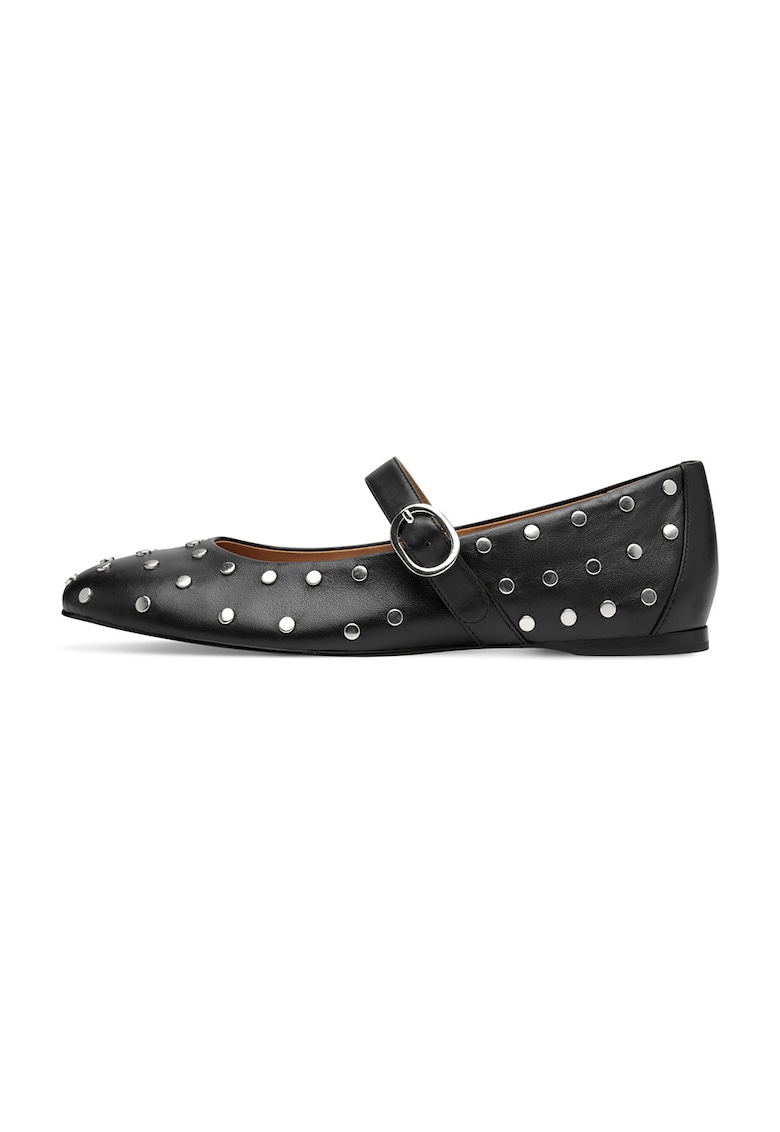 Oferte la Balerini Mary Jane de piele cu aplicatii de nituri - Negru