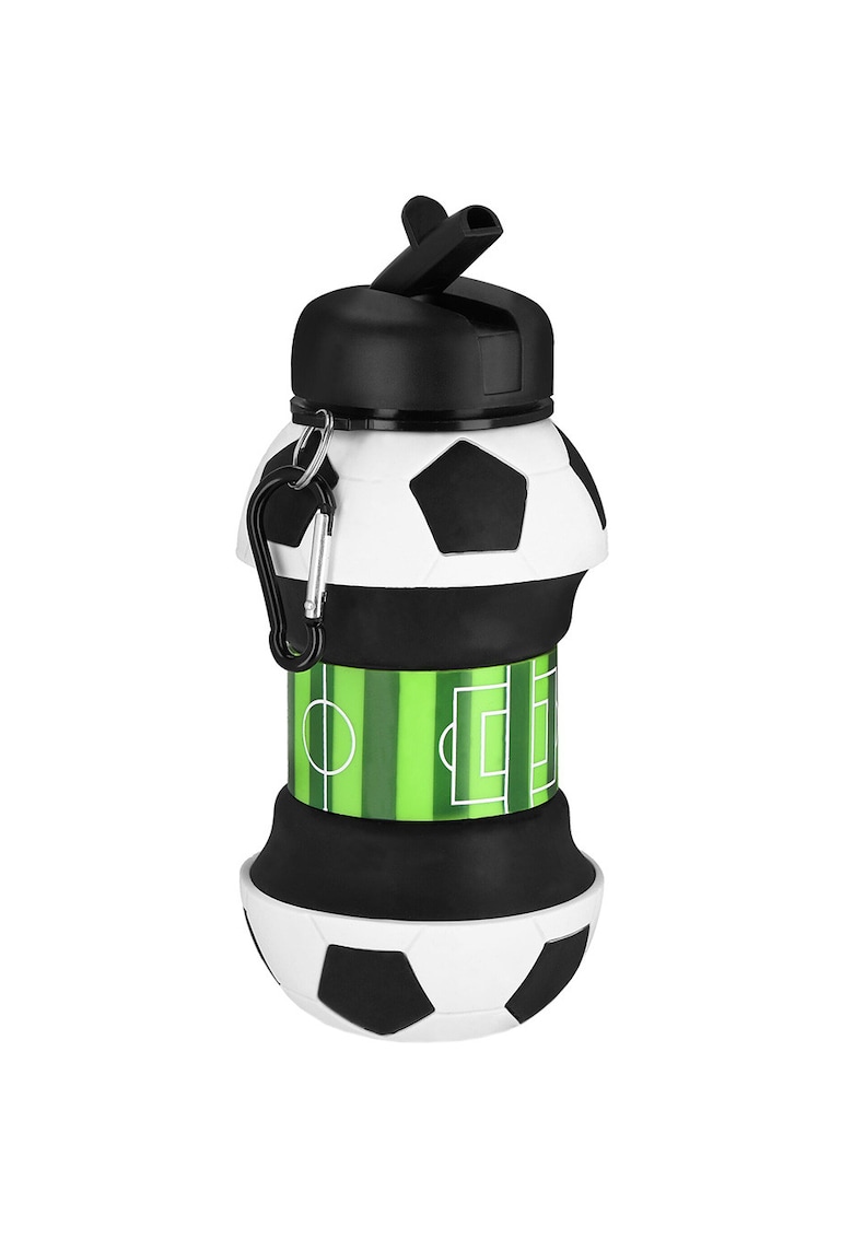 Bidon pliabil 520 ml - silicon - 18 cm - cu carabina - motiv fotbal