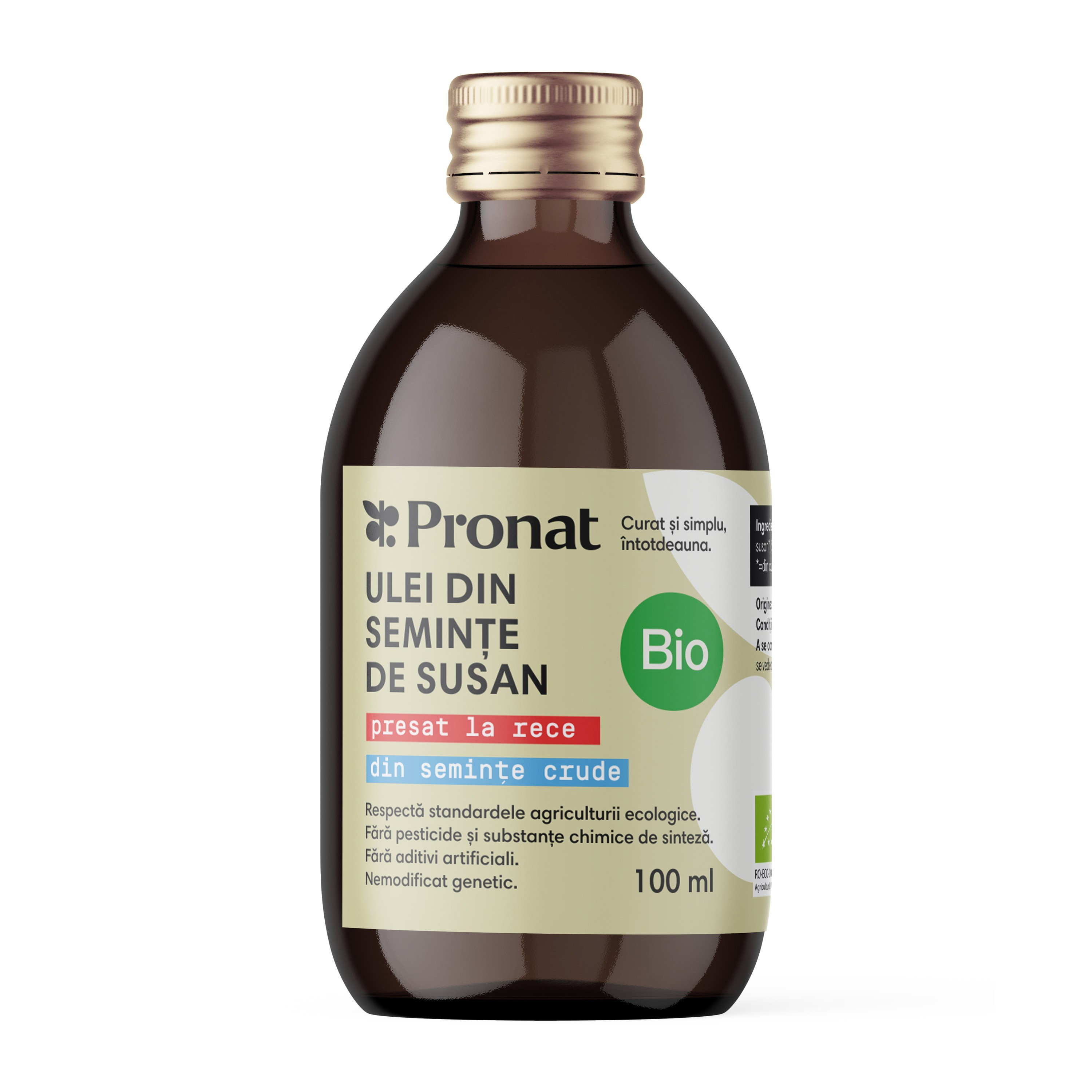 Oferte la Ulei bio din seminte crude de susan presat la rece, 100ml Pronat