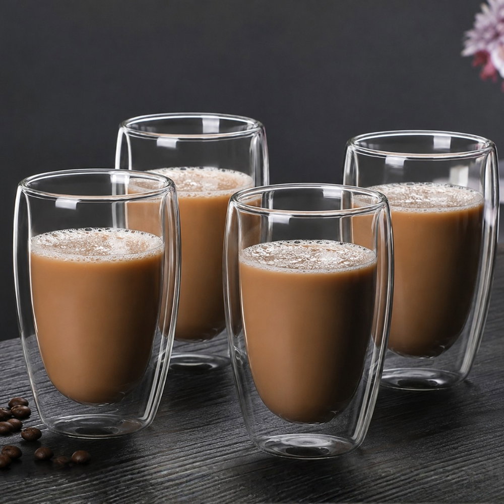 Oferte la Set 4 Pahare Cafea cu Pereti Dubli 450 ml