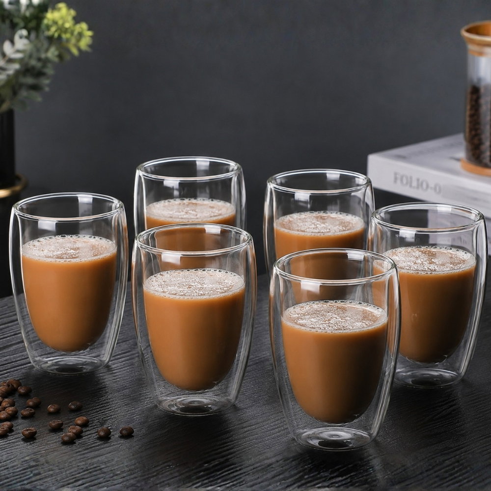 Oferte la Set 6 Pahare Cafea cu Pereti Dubli 450 ml