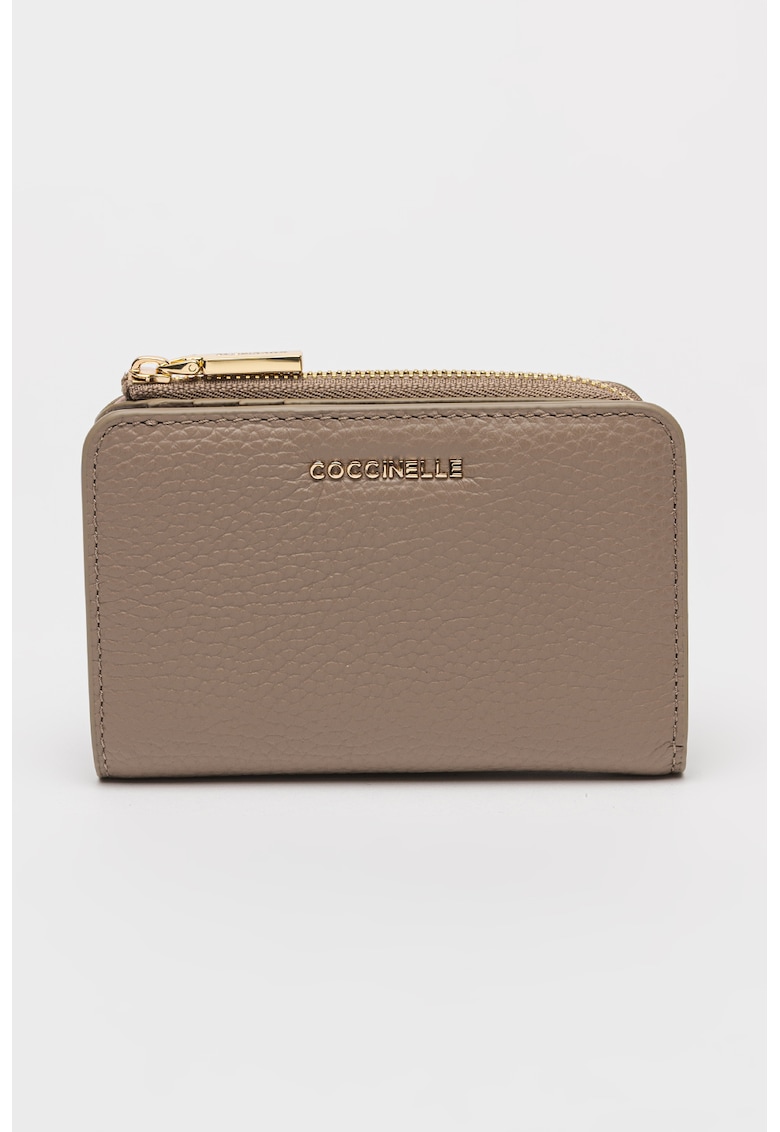 Oferte la Portofel pliabil din piele cu logo - Maro/Maro taupe deschis