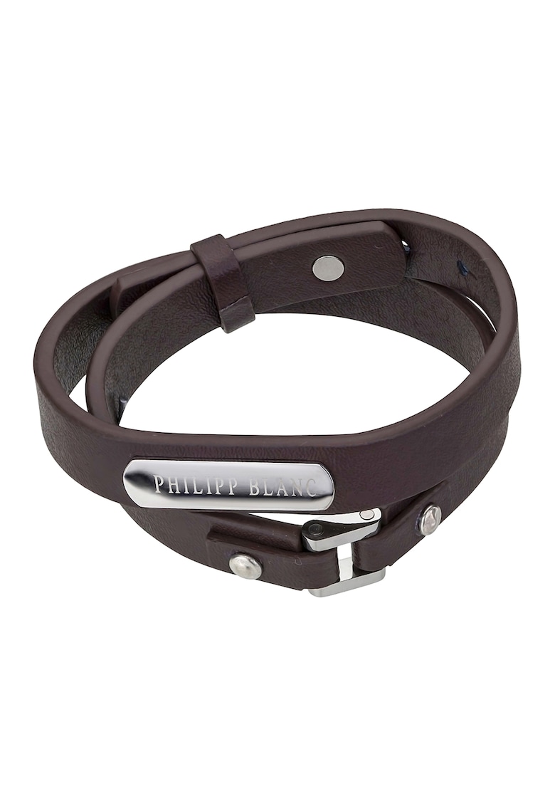 Oferte la Bratara de piele cu model stratificat - Argintiu - Maro inchis/Argintiu