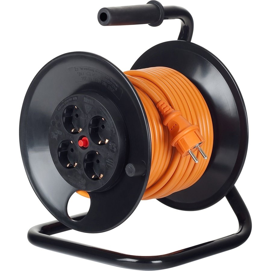 Oferte la Prelungitor cu tambur 4 prize Schuko cordon HO5VV-F 3G1.5 50m Orange