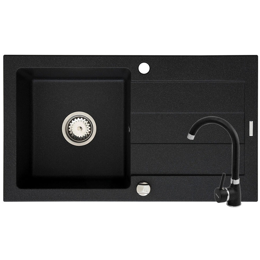 Oferte la Set chiuveta de bucatarie Granit Sparta 1B 1D si Baterie Bello Black