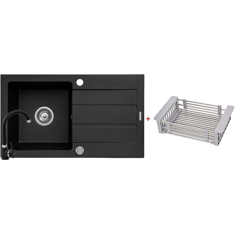 Oferte la Set Chiuveta bucatarie + Baterie Bello + Cos Multifunctional Next 76x44 1B 1D Black