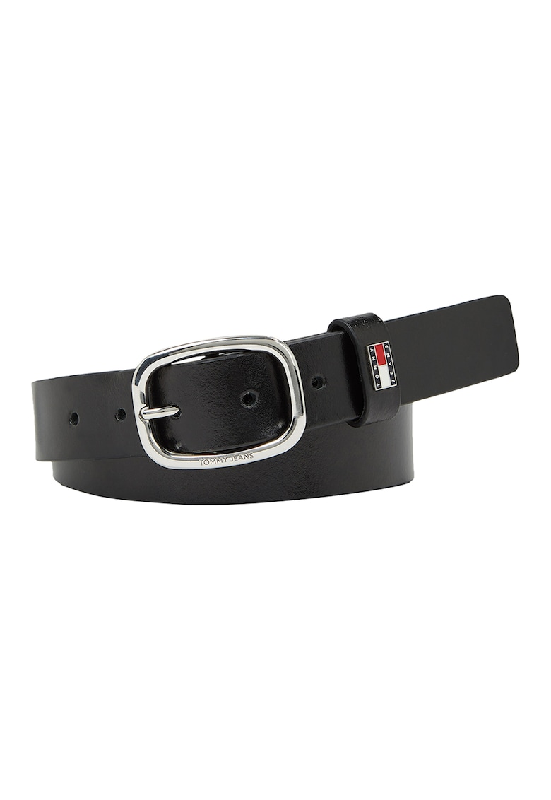 Oferte la Curea de piele cu o catarama ovala - Negru