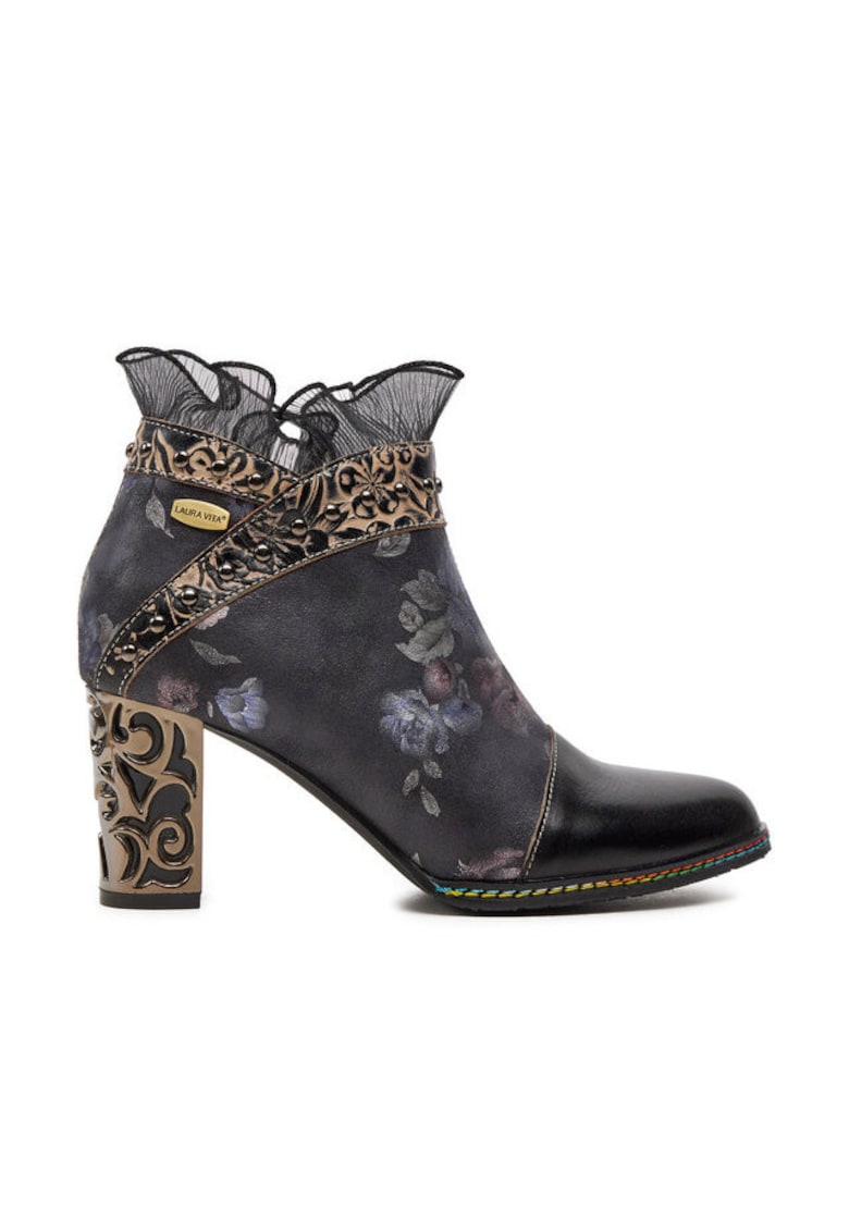Oferte la Botine dama -  piele naturala - gri/auriu